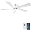 Ohniyou 132 cm Ventilatore da Soffitto Moderno con Luce, Telecomando e APP | Motore DC Silenzioso, LED Dimmerabile, Ventilatori da Soffitto Reversibile per Camera da Letto, Soggiorno, Patio, Bianco