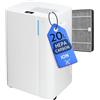Turbionaire Deumidificatore e Purificatore Casa muffa Turbionaire LEVI 20 ION Clean 20L/giorno, Purificazione tramite ionizzazione, Filtro HEPA, Ruote Piroettanti, Tanica da 4,5L, Timer, Adatto fino a 45㎡