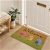 KoolYouth Zerbino in finta fibra di cocco con tre uccellini, 43 x 75 cm | Struttura in fibra di cocco sintetica in PVC, retro antiscivolo, profilo basso, 0,9-1 cm, per interni ed esterni
