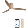 CREATE / WINDCALM M/Ventilatore da soffitto con luce sabbia con Wifi e telecomando / 40W, Silenzioso, ABS, Ø132 cm, 6 velocità, 3 temperature di luce, timer, funzione estate-inverno