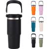 JEELINBORE Tazza termica con manico pieghevole, in acciaio inox, isolante, per bevande fredde, per auto, colore nero, 40 oz/1200 ml