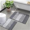 Enyhom Set di 2 Tappeto Bagno Antiscivolo, Morbido Tappetino Bagno Super Assorbente, Peloso Tappetino Doccia in Microfibra, Lavabile in Lavatrice, con Tappeto Doccia a Forma di U per Wc, 50x80+50x60cm