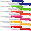 Rosenstein & Söhne coltello per snack: Set da 6 coltelli da colazione colorati con lama seghettata, acciaio inossidabile, lavabile in lavastoviglie (coltello a lama ondulata, colazione)