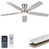 Ohniyou 132 cm Ventilatore da Soffitto con Luce, Telecomando e APP | Motore DC Silenzioso, LED Dimmerabile, Basso Profilo, Ventilatore da Soffitto Moderno per Camera da Letto Soggiorno, Argento