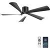 Ohniyou 132 cm Ventilatore da Soffitto Moderno con Luce, Telecomando e APP | Motore DC Silenzioso, LED Dimmerabile, Ventilatori da Soffitto Reversibile per Camera da Letto, Soggiorno, Patio, Nero