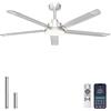 Ohniyou Ventilatore da soffitto da 152 cm con luce, ventilatori da soffitto industriali con telecomando/app, 5 pale in alluminio, motore DC silenzioso Ventilatore per soggiorno terrazza esterna garage