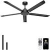 Ohniyou Ventilatore da Soffitto 152 cm Senza Luce, 5 Pale in Alluminio | Telecomando e APP, Motore DC Silenzioso, Ventilatore da soffitto Industriale da Grande per Patio, Soggiorno e Garage, Nero