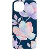Graziosi disegni floreali Custodia per iPhone 15 Plus Modello di fiore di magnolia pastello