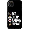 Kawaii Anime Culture Custodia per iPhone 11 Pro Max Retro Anime Amante Mangiare Dormire Ripetere Cultura Giapponese Umorismo