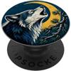 Rustic Pine Wilderness Designs Monocromatico Predator Profilo Frastagliato Coda Block Art PopSockets PopGrip Adesivo