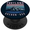 Oregon Retro T Shirt Co. Portland Oregon Retro Mountain Home State Vintage Mt. Cappuccio PopSockets PopGrip Adesivo