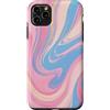 Flowing Swirl Gifts Custodia per iPhone 11 Pro Max Turbinio di flusso astratto azzurro rosa chiaro