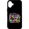 80s 90s Retro Boombox Music Nostalgia Er Custodia per iPhone 16 Plus Retro Boombox - Vernice gocciolante per amanti della musica vintage anni '90 e '80