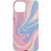 Flowing Swirl Gifts Custodia per iPhone 15 Plus Turbinio di flusso astratto azzurro rosa chiaro