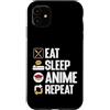 Kawaii Anime Culture Custodia per iPhone 11 Retro Anime Amante Mangiare Dormire Ripetere Cultura Giapponese Umorismo