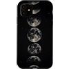 Celestial Witchy Moon Phases Aesthetic G Custodia per iPhone 11 Sequenza di fasi lunari verticali grigie Celeste Lunare Art Boho