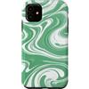 Flowing Swirl Gifts Custodia per iPhone 11 Verde Menta Bianco Swirl