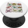 Wild Print Dino Club Dinosauri Retro Leopard Print Colorful Dino Collage Art PopSockets PopGrip Adesivo