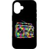 80s 90s Retro Boombox Music Nostalgia Er Custodia per iPhone 16 Retro Boombox - Vernice gocciolante per amanti della musica vintage anni '90 e '80