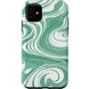 Flowing Swirl Gifts Custodia per iPhone 11 Verde Menta Bianco Swirl