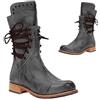 SIULAS Stivali da cosplay medievali da donna in pelle PU stivali Mid-Calf stivali retrò punk allacciatura tacco basso autunno inverno stivali da moto festival LARP scarpe vintage cowboy stivali occidentali
