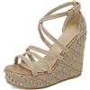 Gicoiz Espadrille Zeppas Donna Classico Plateau Embroiderosso Sandal