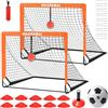BaseGoal Set di 2 Porte da Calcio per Giardino 120x90cm con Calcio n. 5 | Porta da Calcio Adolescenti con Aste In Fibra di Vetro, Reti di Alta Qualità, Bersaglio, Coni da Calcio e Cono a Forma di U