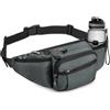 Wiserset Marsupio per uomo e donna, marsupio con portabottiglie, cinturino regolabile con 6 tasche con cerniera per escursioni, passeggiate con cani, jogging, ciclismo, viaggi, corsa, Grigio, Tasche