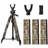 PUMPLUX Treppiede per ripresa con giogo a forma di U, treppiede regolabile in alluminio da 64,5-170 cm, panoramica a 360°, inclinazione di 90°, coprigambe mimetico, adattatore filettato 3/8-1/4 per