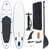 Drillkyn Tavola da SUP gonfiabile in blu e bianco, con tavola antiscivolo, 330 x 72 cm, con pompa, zaino e pinne, per sport acquatici, pagaia, yoga, fitness, pesca, famiglia, principianti