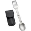 Tolanev Posate da Campeggio Pieghevoli in Titanio 2 in 1, Spork per Escursioni | Finitura Sabbiata, senza BPA, senza Sapore Metallico, Resistente alla Corrosione, Pasti all'Aperto, Sacchetto Incluso