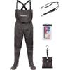 Lekesky Trampolieri da pesca unisex a 2 strati in nylon/PVC petto trampolieri per uomo, impermeabile pesca caccia trampolieri