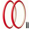 WEISHIDAI 2PC 700x23C (23-622) Pneumatici Rossi, 700 23C Bici da Strada Copertone | 23-622 Copertone per Ruote Anteriori e Posteriori di Bicicletta Rosso