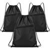 Beoveo Sacca da palestra, 3 pezzi, colore nero, borsa sportiva da viaggio | 3 borse sportive nere, coulisse regolabile, cerniera esterna, per viaggi, spiaggia e sport quotidiani