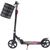 Oopsiou Monopattino pieghevole 150 kg Freni doppio cestello nero adulto | Vassoio antiscivolo 14 cm, freno mano/piede, altezza 91-106 cm, ruote PU 21 cm, cestino, campanello - adulto, adolescente