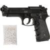 Generico Pistola softair a molla in resina ABS nera, calibro 6 mm, caricatore 15 colpi, 220 mm 490 g, pistola a pallini compatta per softair, potenza 0,9 joule
