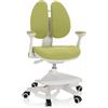 HJH Office 736417 Sedia per bambini KID WING Tessuto Verde, Pratico poggiapiedi regolabile in altezza, girevole