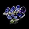 Egemdiamond 925 Anello Argento Sterling Pera Ametista 7x5mm Peridoto Tanzanite No USA Import