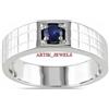 ArtikJewels Riscaldato Zaffiro Blu Con 14K Placcato Oro Bianco Anello Argento per Uomo AJ278