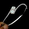 GemsPorium Bracciale In Argento Sterling 925 Bangle Aquamarina Naturale 4mm Square Cut