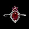 Egemdiamond 925 Anello Argento Sterling Pera Rubino 7x5mm Topazio Gemma No USA Import Tasse
