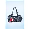 Desigual, Borsa media ricamata, Cotone, Blu, U