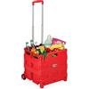 Relaxdays Carrello per Spesa Pieghevole, 35 kg Carico, Manico Telescopico, Carrellino Trolley Portaspesa, Cesto, Rosso