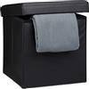 Relaxdays Sgabello, Coperchio, Pouf Contenitore, Poggiapiedi, in finta pelle, H x L x P: 38 x 38 x 38 cm ca. Color Nero, Vinile, 1 pz