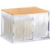 Relaxdays Porta Cotton Fioc, in Acrilico, Grande Dispenser da Bagno per Dischetti di Cotone, L, Trasparente/Naturale