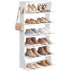 VASAGLE Scarpiera Salvaspazio Verticale, a 7 Ripiani, 52 x 30 x 110,5 cm | Mobile Ingresso in Legno, Organizer Scarpe Slim, Scaffale Alto e Stretto, Bianco, Collezione ISLAND LBS220WB01