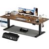 Homall Scrivania Regolabile in Altezza 200x80 cm con Porta USB, Marrone | Standing Desk con 6 Tasti Memoria Altezza, 2 Ganci e Cassetto Cavi, Ergonomica, Elettrica Scrivania Gaming，Scrivania Ufficio