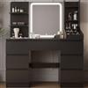 TRIUMPHKEY Toeletta da Trucco con Luci LED,Postazione Trucco,Toletta con Specchio,Tavolo da Trucco on 4 Ripiani,7 Cassetti e 3 Scomparti Aperti,Moderna (Nero)