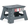 Relaxdays 1x Sgabello Pieghevole M, Trasportabile, da Viaggio e Bagno, per Bambini, fino 120 kg Plastica 22 cm, Grigio Scuro