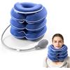 EUBSWA Estensore Cervicale Gonfiabile, Collare per Trazione Cervicale Gonfiabile, Design di Allungamento a 3 Strati, Supporto Mento e Collo per i Viaggi a Casa, Sollievo Istantaneo dal Dolore (Blu)